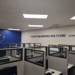 Interior View of a room full of cubicles