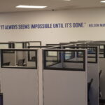 Interior view of cubicles in a building