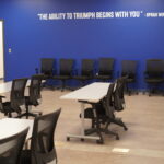 Interior View of a room with tables and chairs