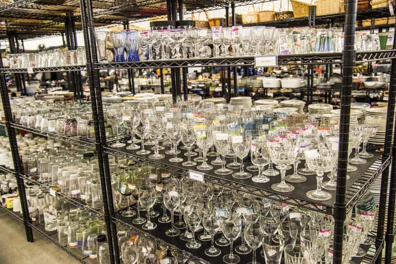 Goodwill AZ | Racks of glassware